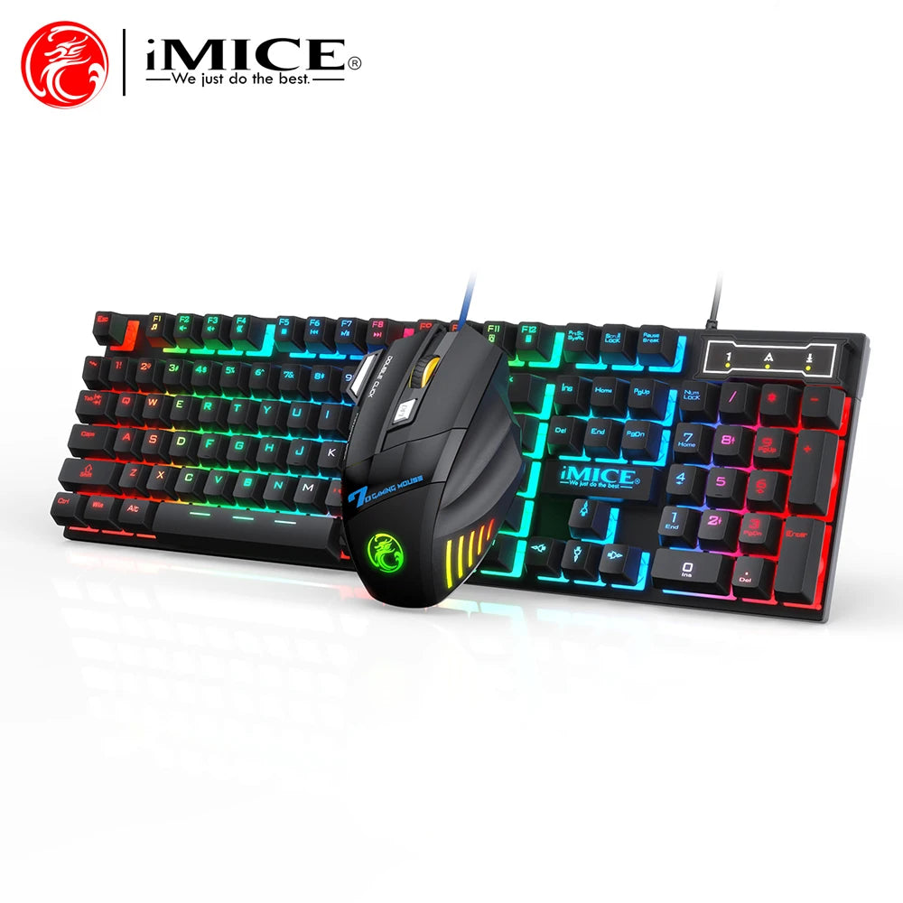 Ergonomics Backlit Keyboard Wired Gaming Keyboard waterproof Luminous keyboard And Mouse Set for Gamer PC Laptop