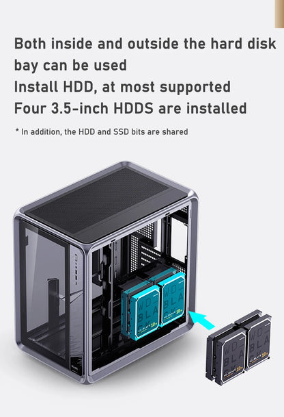 Jonsbo BO400 ATX Case Aluminum Seaview Room Chassis 10 Fan Slots Computer Game Main Case MINI-ITX/M-ATX Backboard Perspective PC