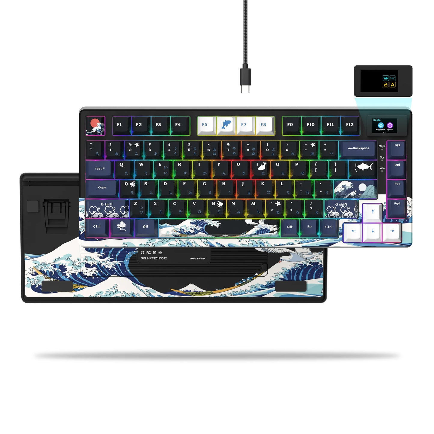 Wired Mechanical Gaming Keyboard with OLED Screen and RGB Backlighting