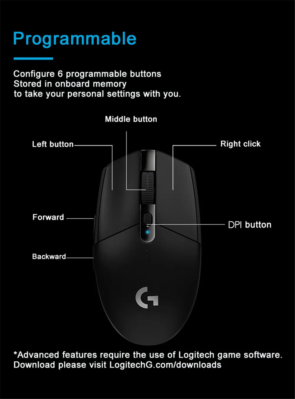 Logitech G304 G102 Wired Mouse Mechanical Button Gamer Mice Computer Mouse RGB Rechargeable Mouse for PUBG Laptop PC