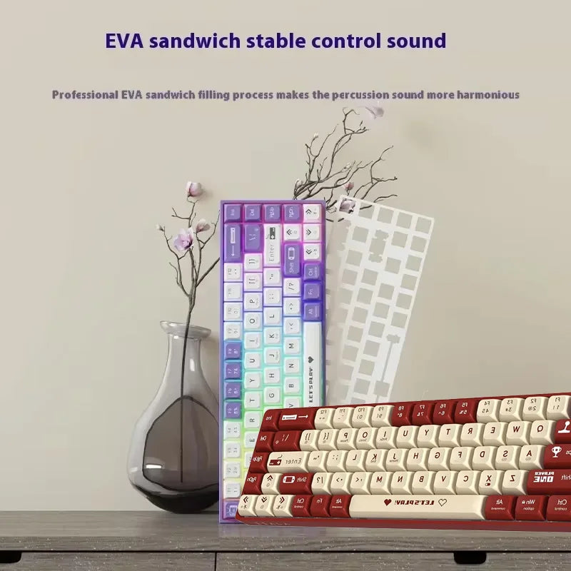 65% Gaming Mechanical Keyboard Wired Wireless Bluetooth Gamer Keyboard Hot Swap Custom Keycap Gasket for Pc Laptop