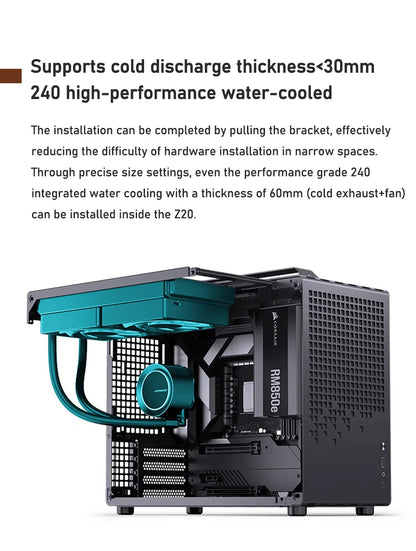 Jonsbo Z20 MATX ATX PC Case Chassis 20L Detachable Handle Case Support 240mm AIO Cooler Type-C Black Desktop Small Compact Case