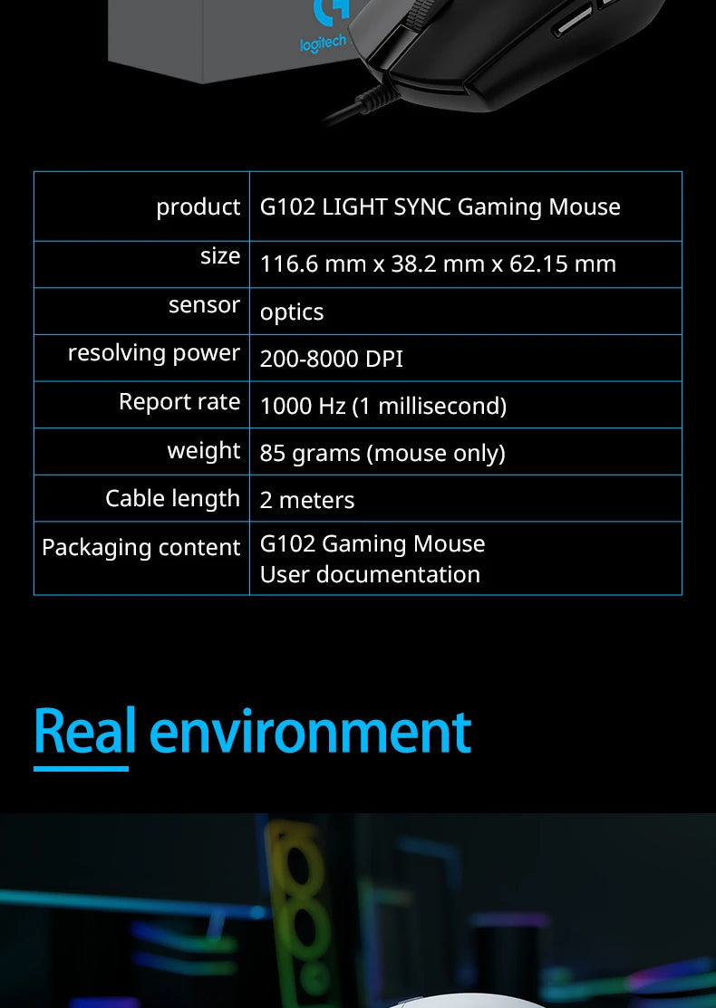 Logitech G102 Gaming Mouse gamer  pc gamer mouse inambricos