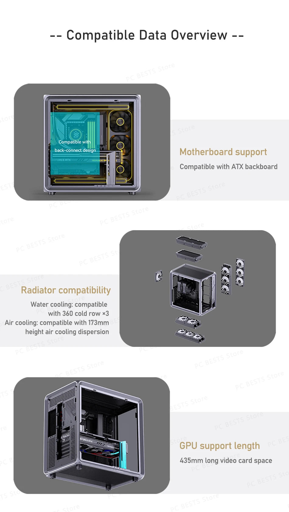 Jonsbo BO400 ATX Case Aluminum Seaview Room Chassis 10 Fan Slots Computer Game Main Case MINI-ITX/M-ATX Backboard Perspective PC