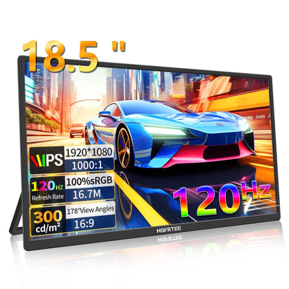HGFRTEE Portable Gaming Monitor 18.5 Inch 1080P 16:09 120Hz 100%sRGB 300Cd/m² Travel Screen for MacBook Laptop PC Game Consoles