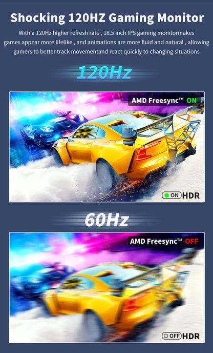 HGFRTEE Portable Gaming Monitor 18.5 Inch 1080P 16:09 120Hz 100%sRGB 300Cd/m² Travel Screen for MacBook Laptop PC Game Consoles