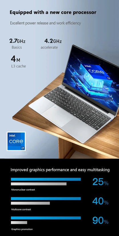 15.6" Gaming Laptop intel Core i7 8500Y Notebook PC 1920*1200 16GB DDR4 1TB SSD Windows 11 Pro Laptop Gamer notebook computer
