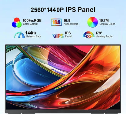 24.5" 144HZ Portable Gaming Monitor 2560x1440 HDR Screen Travel Gaming Computer Display for Steam Deck Laptop Switch PS4 /5 Xbox