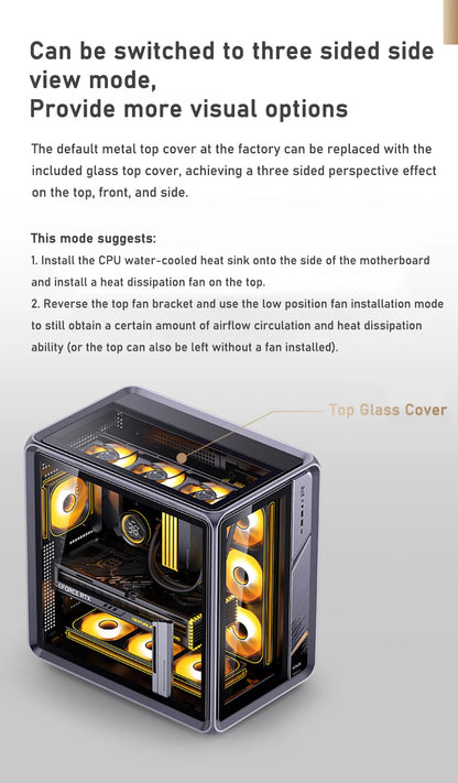 Jonsbo BO400 ATX Case Aluminum Seaview Room Chassis 10 Fan Slots Computer Game Main Case MINI-ITX/M-ATX Backboard Perspective PC