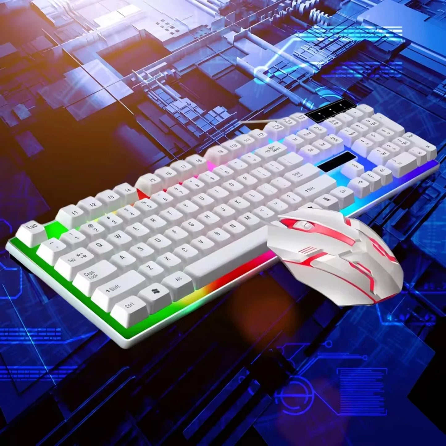 Gamer Keyboard And Mouse PC Gaming Keyboard RGB Backlit Keyboard Rubber Keycaps Wired English Keyboard Mouse Gamer Gaming Mouse