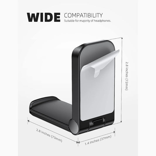 Computer Game Accessories Suitable Small Hanging Headphone Stand Foldable Hook Mount  For School Dormitory Home Office Black