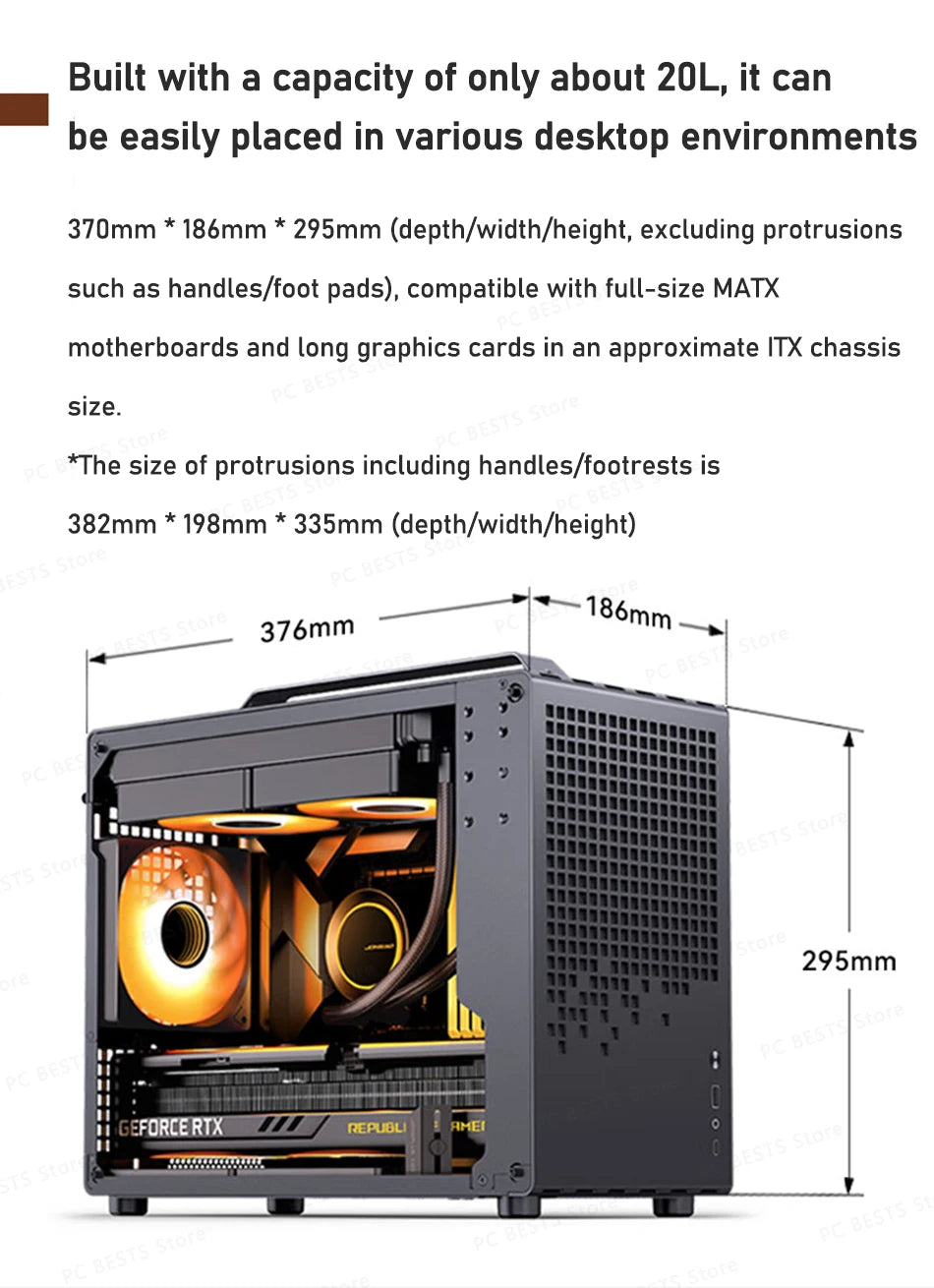 Jonsbo Z20 MATX ATX PC Case Chassis 20L Detachable Handle Case Support 240mm AIO Cooler Type-C Black Desktop Small Compact Case
