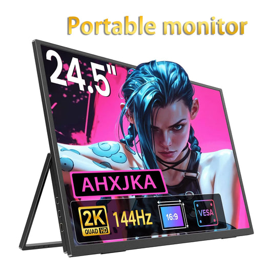 24.5" 144HZ Portable Gaming Monitor 2560x1440 HDR Screen Travel Gaming Computer Display for Steam Deck Laptop Switch PS4 /5 Xbox