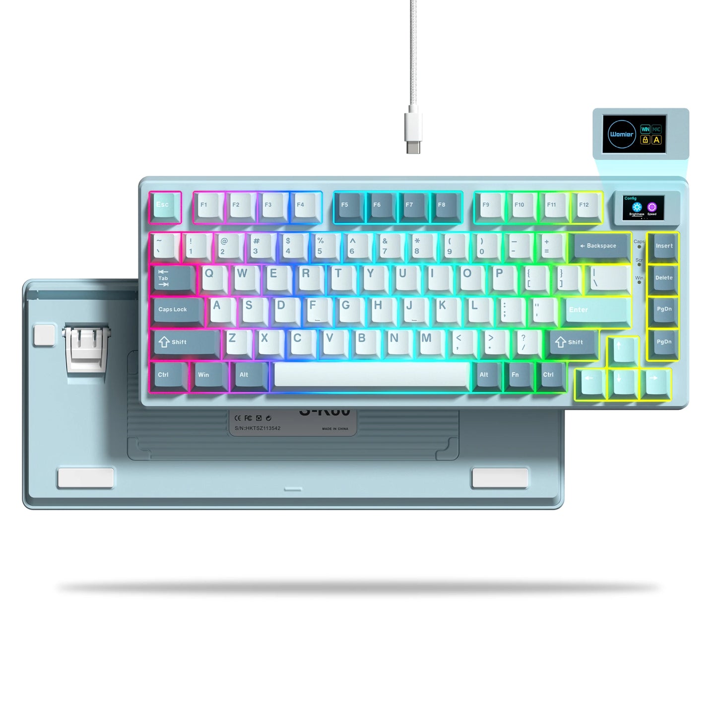 Wired Mechanical Gaming Keyboard with OLED Screen and RGB Backlighting