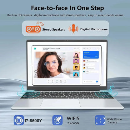 15.6" Gaming Laptop intel Core i7 8500Y Notebook PC 1920*1200 16GB DDR4 1TB SSD Windows 11 Pro Laptop Gamer notebook computer