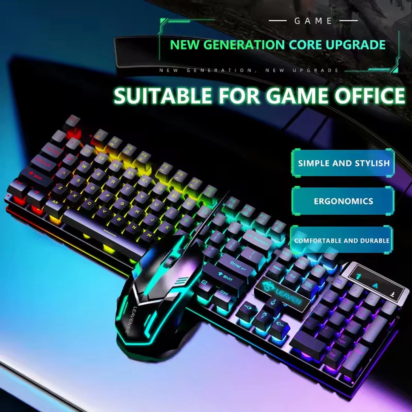 Gamer Keyboard And Mouse PC Gaming Keyboard RGB Backlit Keyboard Rubber Keycaps Wired English Keyboard Mouse Gamer Gaming Mouse