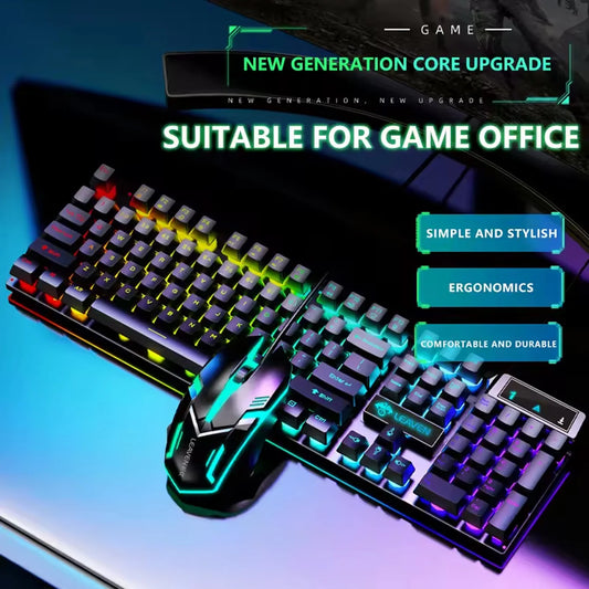 Gamer Keyboard And Mouse PC Gaming Keyboard RGB Backlit Keyboard Rubber Keycaps Wired English Keyboard Mouse Gamer Gaming Mouse