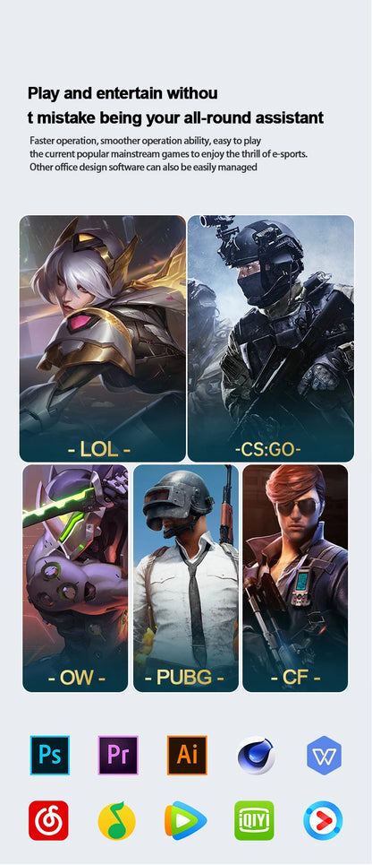 14.1" Ultra Slim Laptop 16GB RAM 2TB SSD Intel N3700 Notebook Gamer  1920*1080 Display Windows 11 Pro Office Study Computer PC