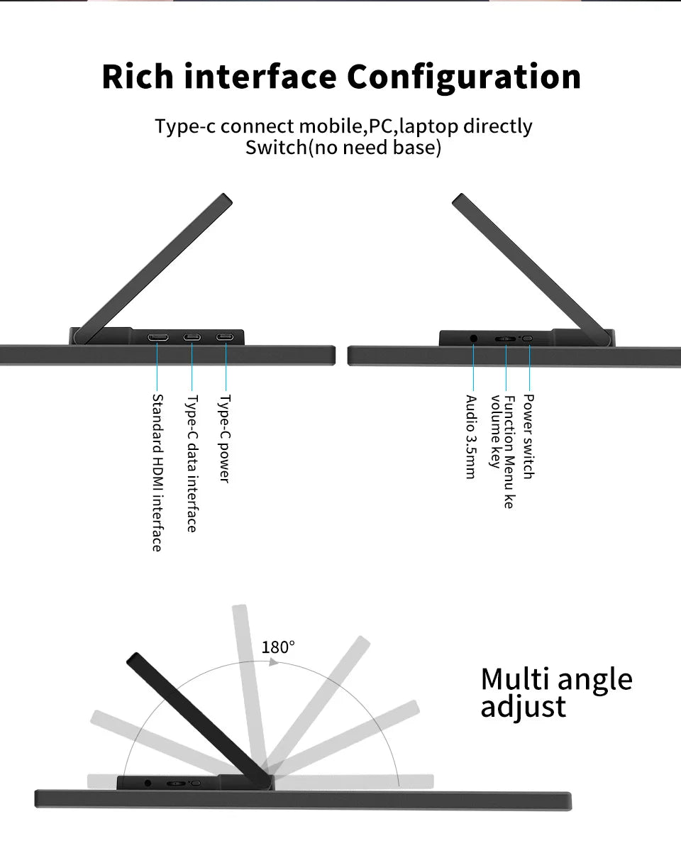 HGFRTEE Portable Gaming Monitor 18.5 Inch 1080P 16:09 120Hz 100%sRGB 300Cd/m² Travel Screen for MacBook Laptop PC Game Consoles