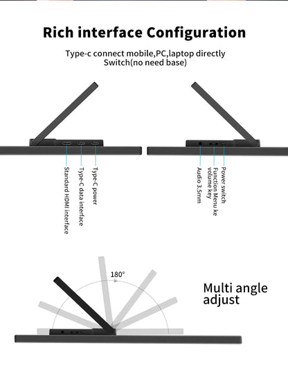HGFRTEE Portable Gaming Monitor 18.5 Inch 1080P 16:09 120Hz 100%sRGB 300Cd/m² Travel Screen for MacBook Laptop PC Game Consoles