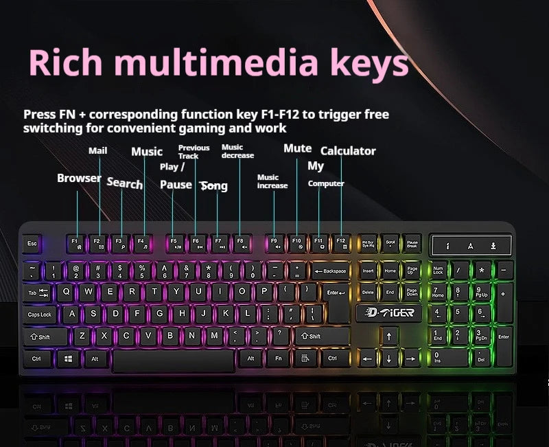 Gamer Keyboard And Mouse PC Gaming Keyboard RGB Backlit Keyboard Rubber Keycaps Wired English Keyboard Mouse Gamer Gaming Mouse