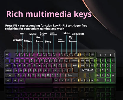 Gamer Keyboard And Mouse PC Gaming Keyboard RGB Backlit Keyboard Rubber Keycaps Wired English Keyboard Mouse Gamer Gaming Mouse