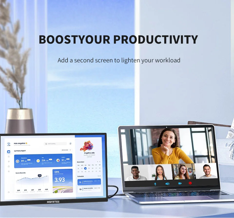 HGFRTEE Portable Gaming Monitor 18.5 Inch 1080P 16:09 120Hz 100%sRGB 300Cd/m² Travel Screen for MacBook Laptop PC Game Consoles