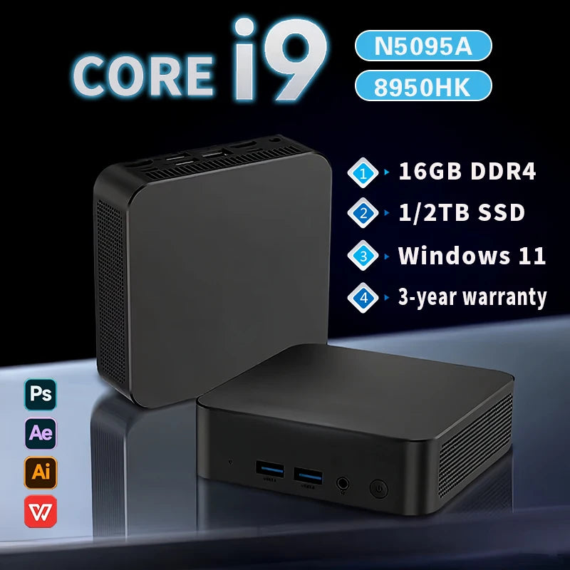 Mini PC Windows 11 pro  Core i9 8950HK 16GB DDR4 1TB SSD PC Gamer Computer Dual WIFI 6 BT5.2 4K HD Mini gaming Pc
