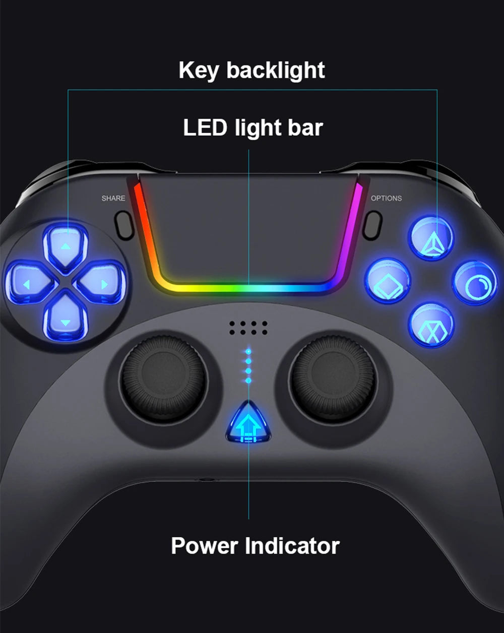 Wireless Game Controller For PC/P4/P3 Six Axis Motion Sensing Vibration Colorful LED Controller With Built-in Touchpad Operation