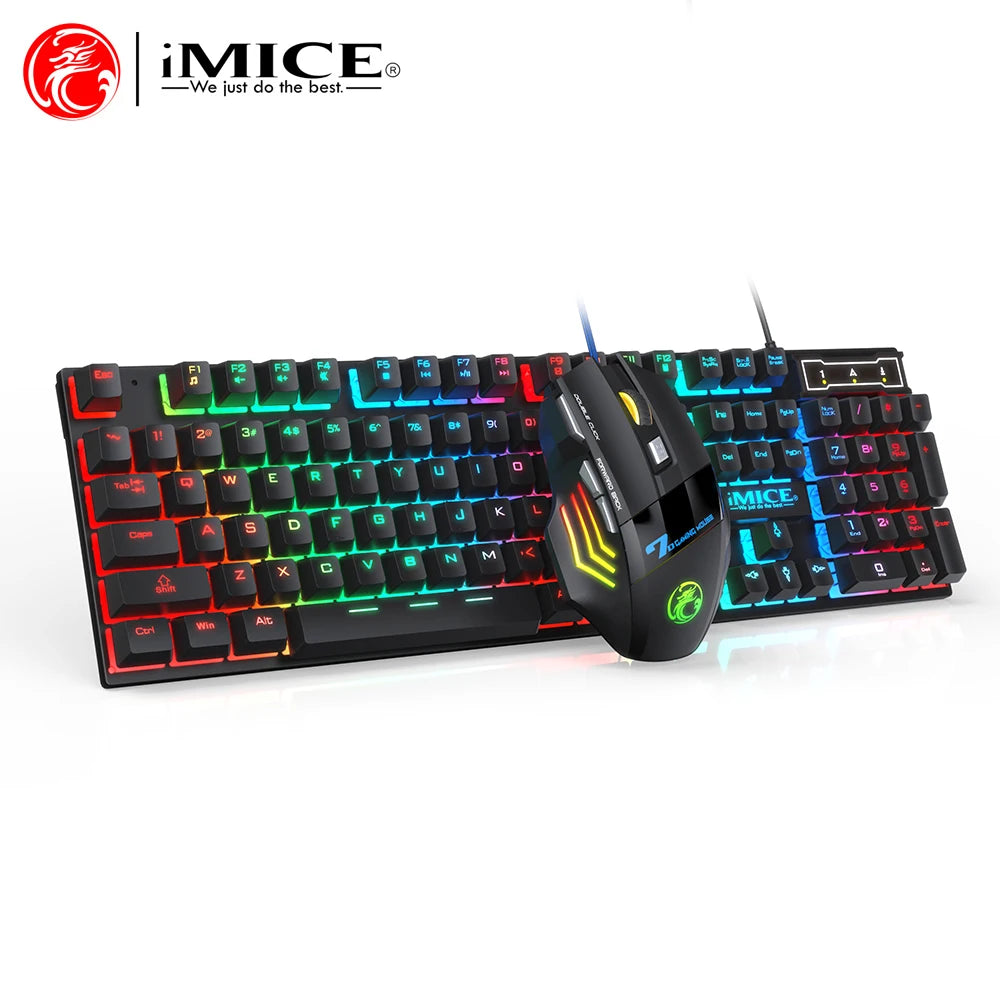 Ergonomics Backlit Keyboard Wired Gaming Keyboard waterproof Luminous keyboard And Mouse Set for Gamer PC Laptop