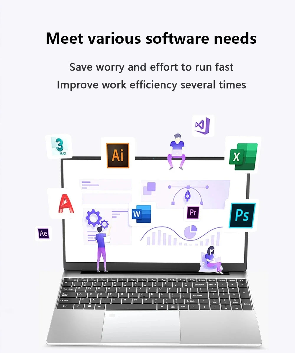 15.6" Gaming Laptop intel Core i7 8500Y Notebook PC 1920*1200 16GB DDR4 1TB SSD Windows 11 Pro Laptop Gamer notebook computer