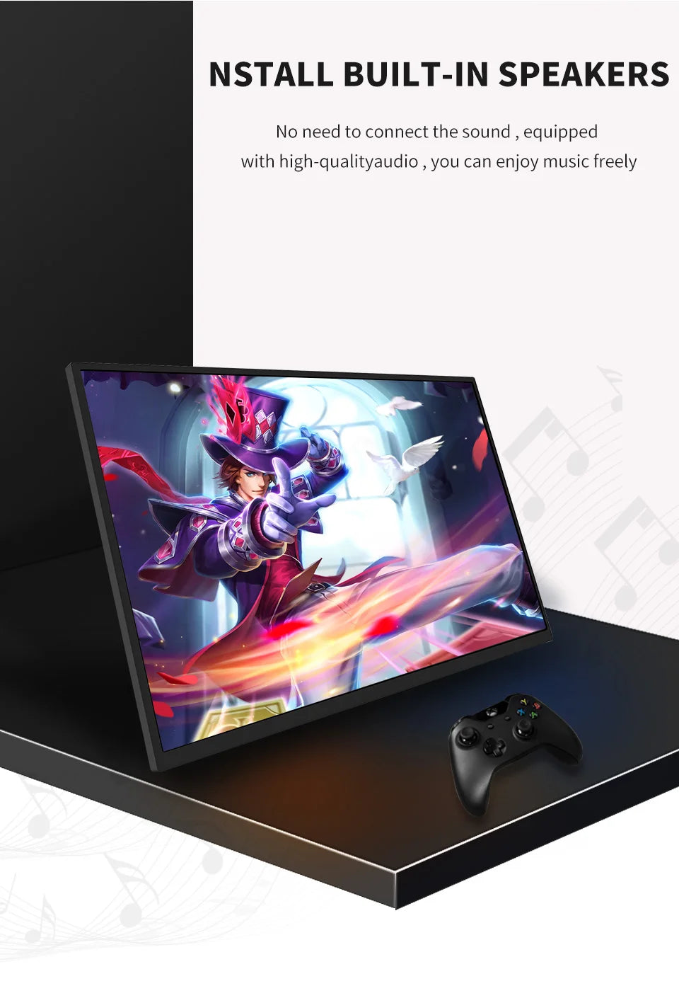 HGFRTEE Portable Gaming Monitor 18.5 Inch 1080P 16:09 120Hz 100%sRGB 300Cd/m² Travel Screen for MacBook Laptop PC Game Consoles