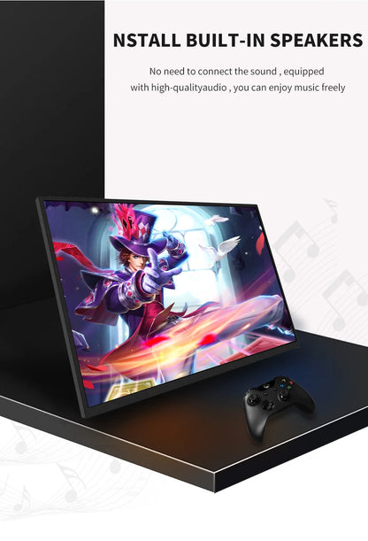 HGFRTEE Portable Gaming Monitor 18.5 Inch 1080P 16:09 120Hz 100%sRGB 300Cd/m² Travel Screen for MacBook Laptop PC Game Consoles