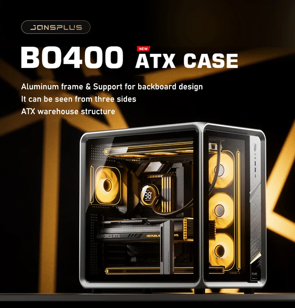 Jonsbo BO400 ATX Case Aluminum Seaview Room Chassis 10 Fan Slots Computer Game Main Case MINI-ITX/M-ATX Backboard Perspective PC