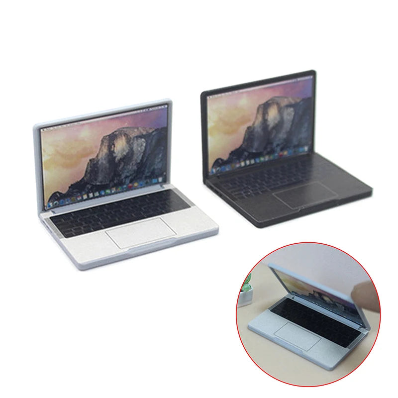 1:12 Dollhouse Decor Accessory: Cute Mini Laptop Computer in Alloy, Ideal for DIY