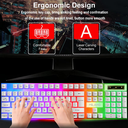 104 key Backlit Mechanical Keyboard Wired Gaming Keyboard Waterproof Luminous Keyboard for Gamer PC Laptop Office