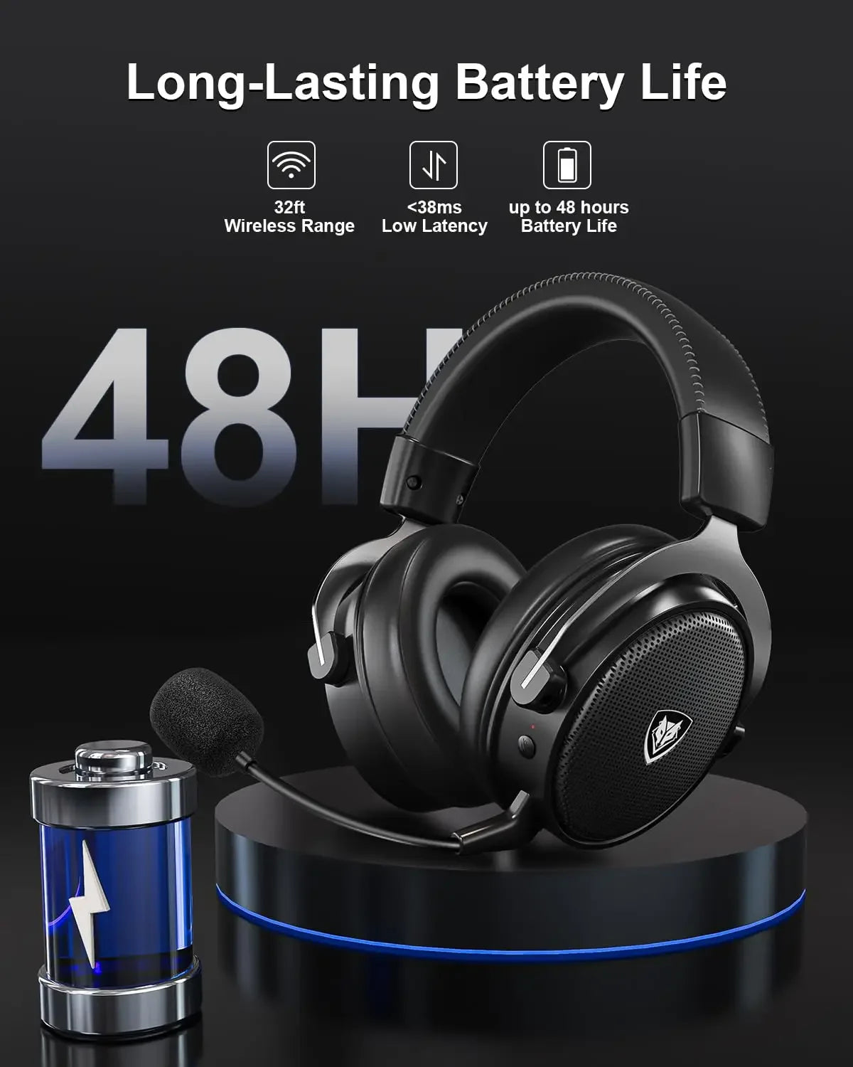 NUBWO G07 Wireless Headsets Gamer for PC, PS4, PS5 2.4GHz Ultra-Low Latency HIFI Stereo Noise Cancelling MIC Gaming Headphones