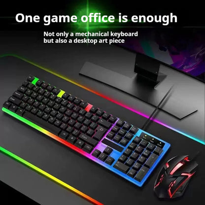 Gamer Keyboard And Mouse PC Gaming Keyboard RGB Backlit Keyboard Rubber Keycaps Wired English Keyboard Mouse Gamer Gaming Mouse