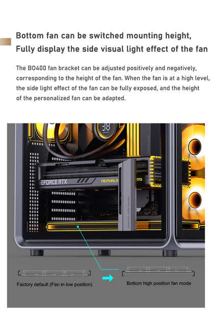 Jonsbo BO400 ATX Case Aluminum Seaview Room Chassis 10 Fan Slots Computer Game Main Case MINI-ITX/M-ATX Backboard Perspective PC