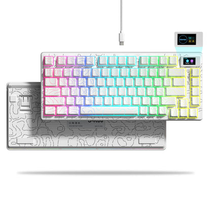 Wired Mechanical Gaming Keyboard with OLED Screen and RGB Backlighting