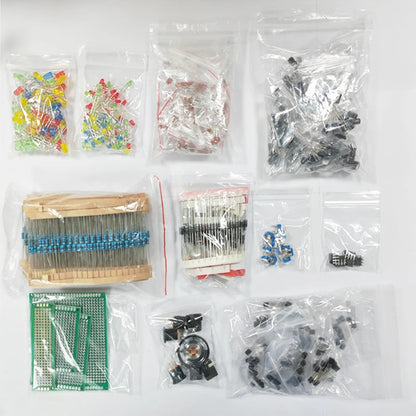 1900 pcs Mega Electronic Component Kit including Assortment + Capacitors + Resistors + LED + Transistors + DC Jacks + PCB +opamp