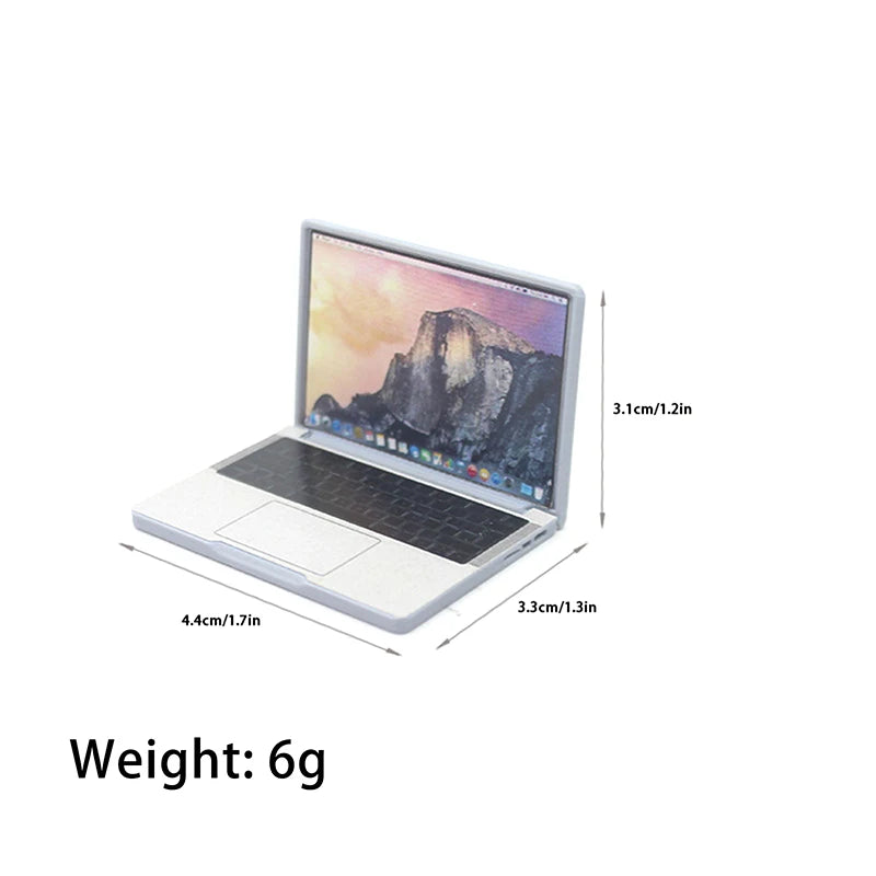 1:12 Dollhouse Decor Accessory: Cute Mini Laptop Computer in Alloy, Ideal for DIY