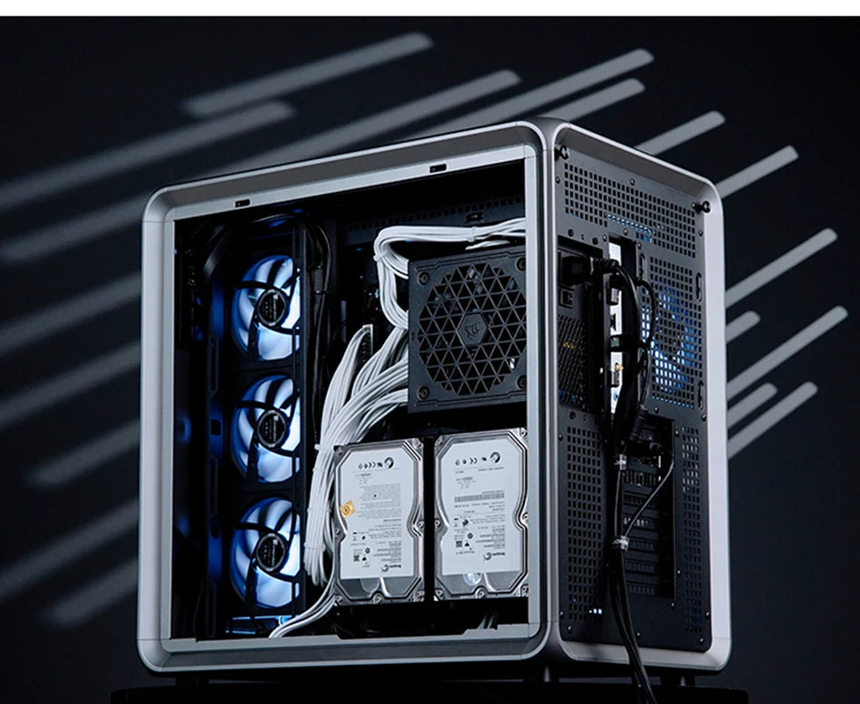 Jonsbo BO400 ATX Case Aluminum Seaview Room Chassis 10 Fan Slots Computer Game Main Case MINI-ITX/M-ATX Backboard Perspective PC