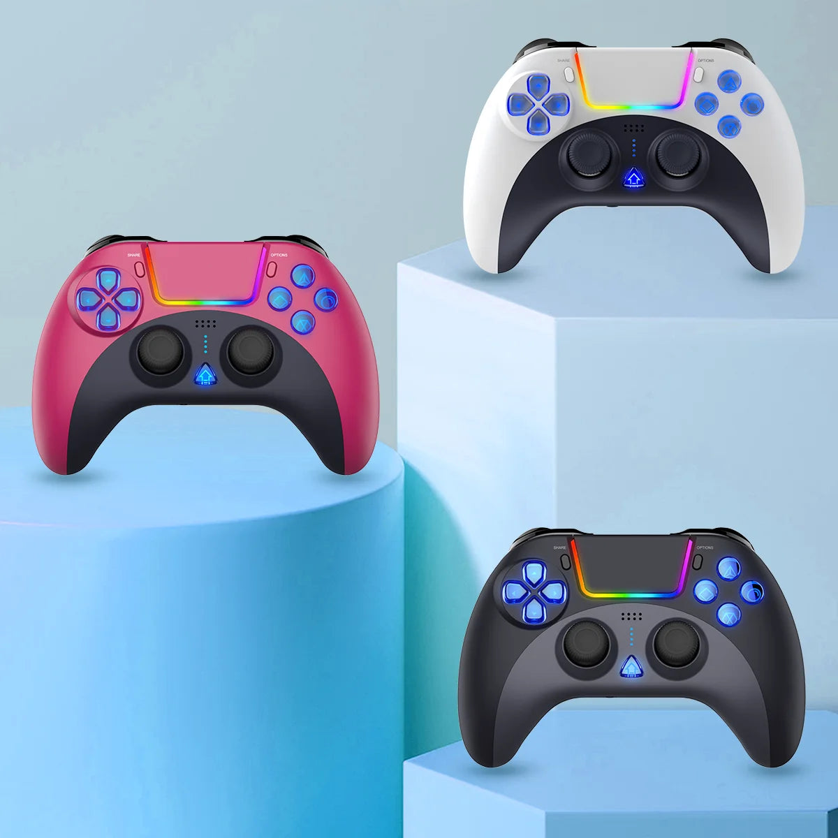 Wireless Game Controller For PC/P4/P3 Six Axis Motion Sensing Vibration Colorful LED Controller With Built-in Touchpad Operation