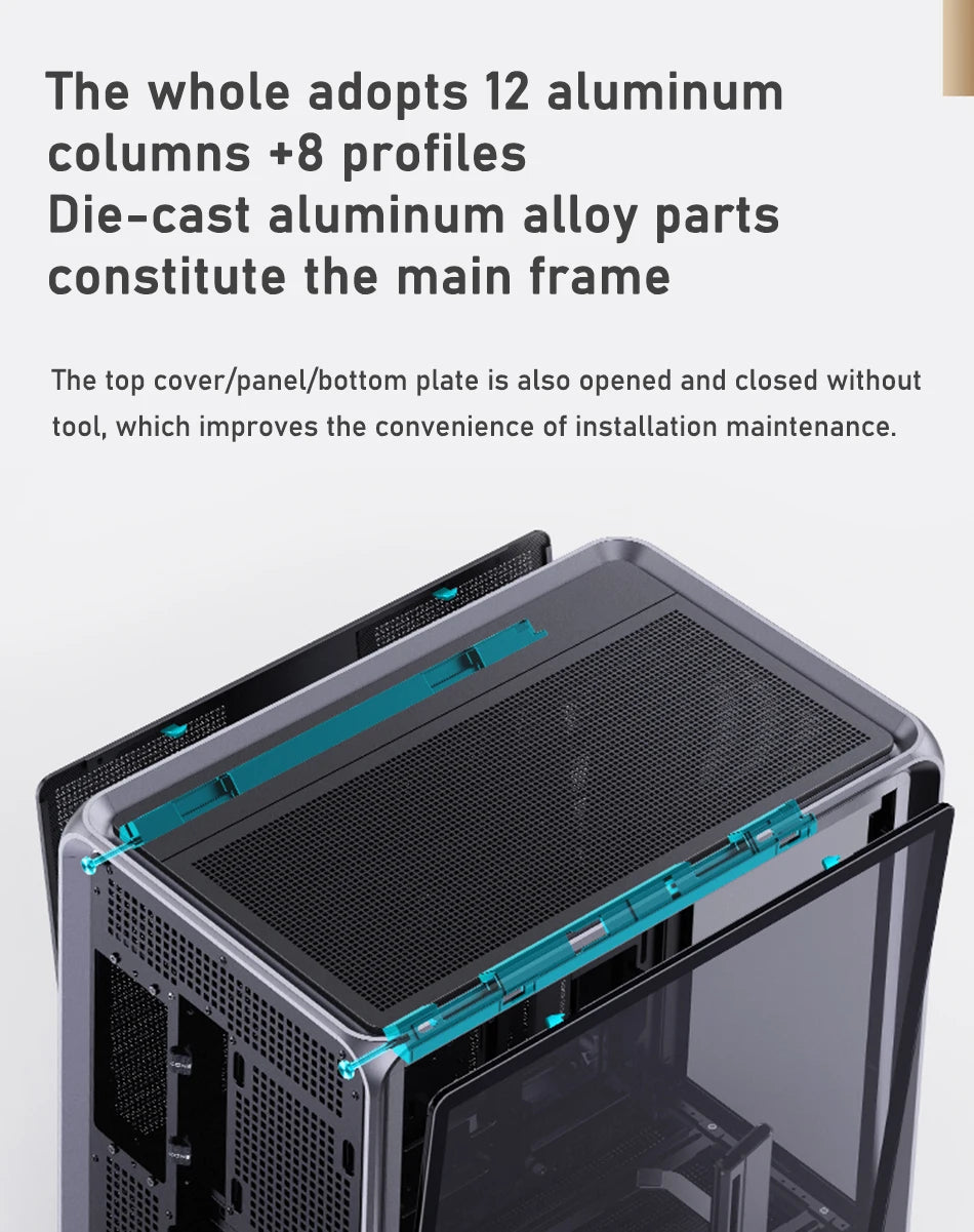 Jonsbo BO400 ATX Case Aluminum Seaview Room Chassis 10 Fan Slots Computer Game Main Case MINI-ITX/M-ATX Backboard Perspective PC