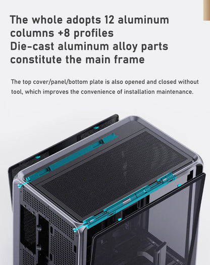 Jonsbo BO400 ATX Case Aluminum Seaview Room Chassis 10 Fan Slots Computer Game Main Case MINI-ITX/M-ATX Backboard Perspective PC