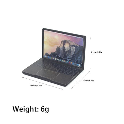 1:12 Dollhouse Decor Accessory: Cute Mini Laptop Computer in Alloy, Ideal for DIY