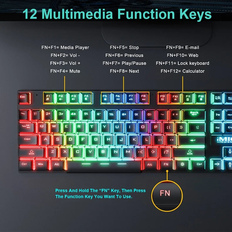 Ergonomics Backlit Keyboard Wired Gaming Keyboard waterproof Luminous keyboard And Mouse Set for Gamer PC Laptop