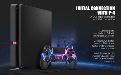 AceGamer Wireless Gamepad for PS4 Controller,with USB C Cable/Double Motors/6-Axis Gyro/3.5mm Audio Jack/Touch Pad Function