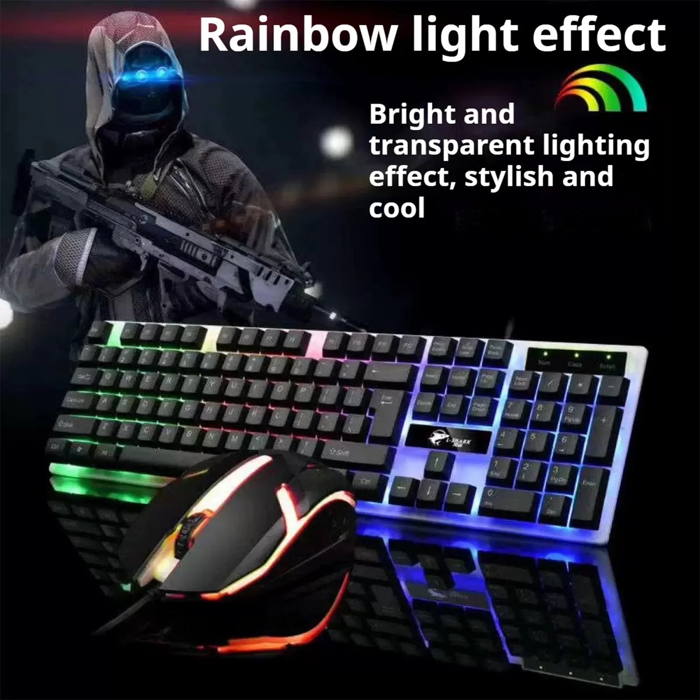 Gamer Keyboard And Mouse PC Gaming Keyboard RGB Backlit Keyboard Rubber Keycaps Wired English Keyboard Mouse Gamer Gaming Mouse